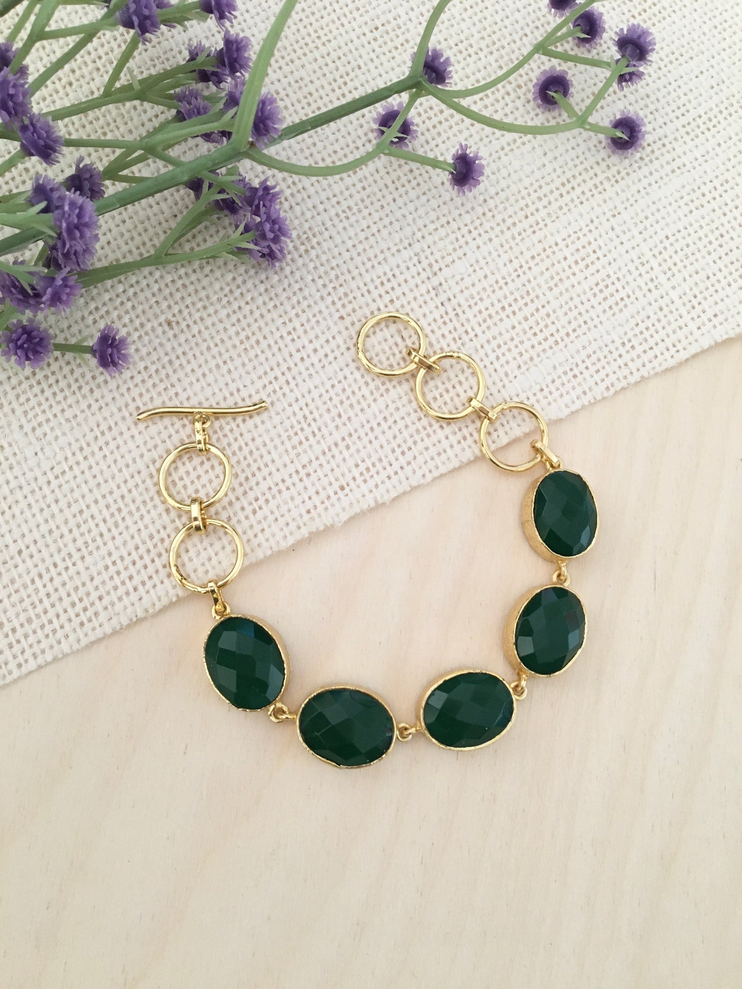 Faceted Stone Link Bracelet