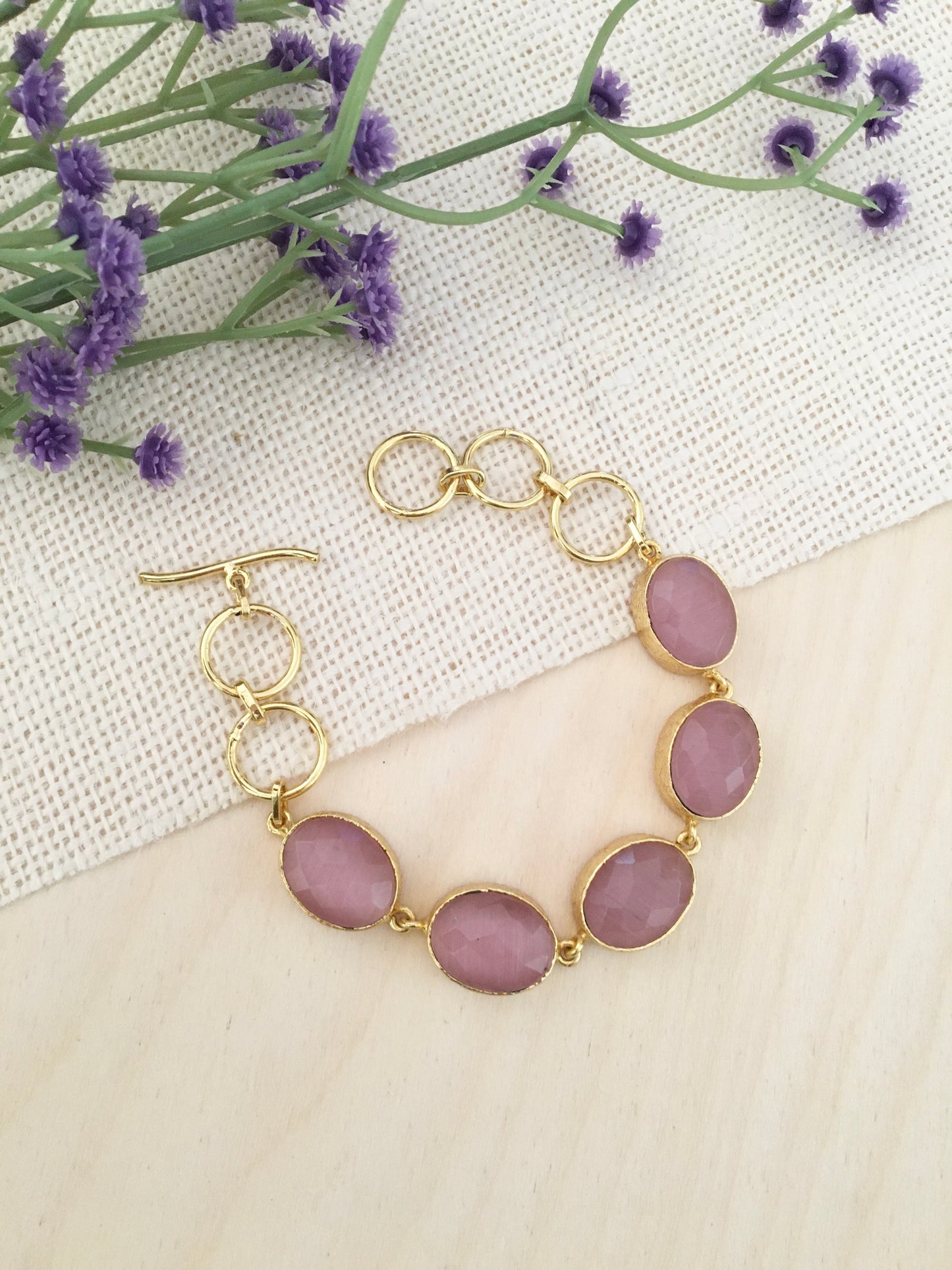 Faceted Stone Link Bracelet