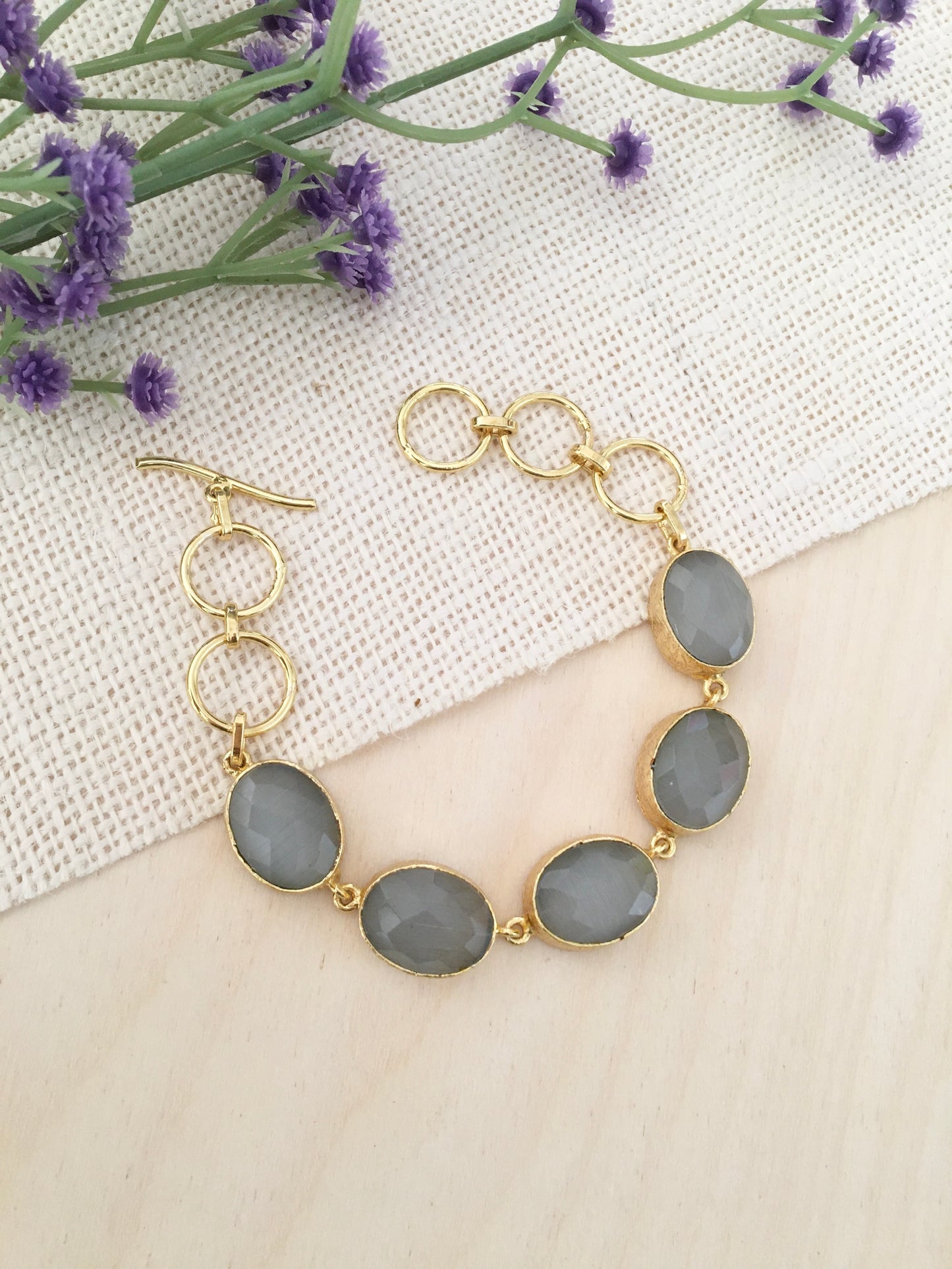 Faceted Stone Link Bracelet