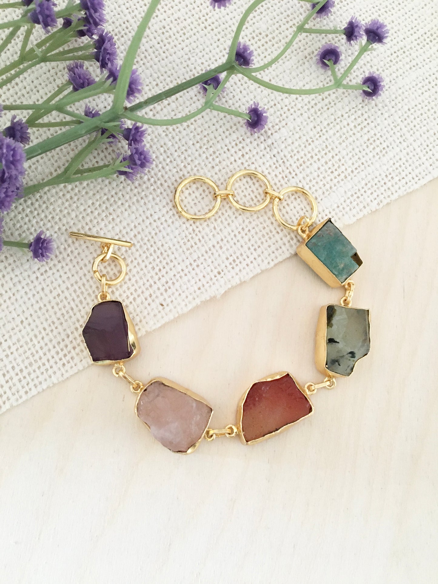 Artisan-Cut Stone Bracelet