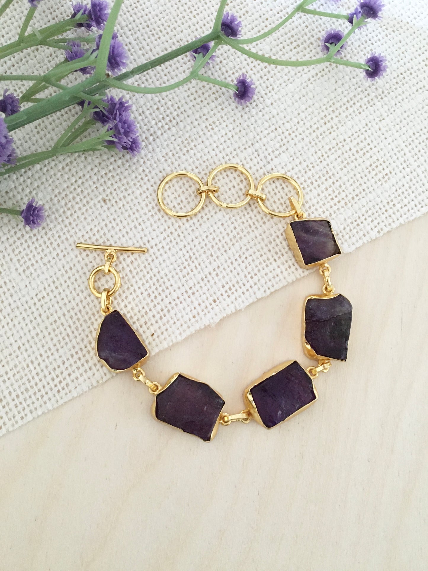 Artisan-Cut Stone Bracelet