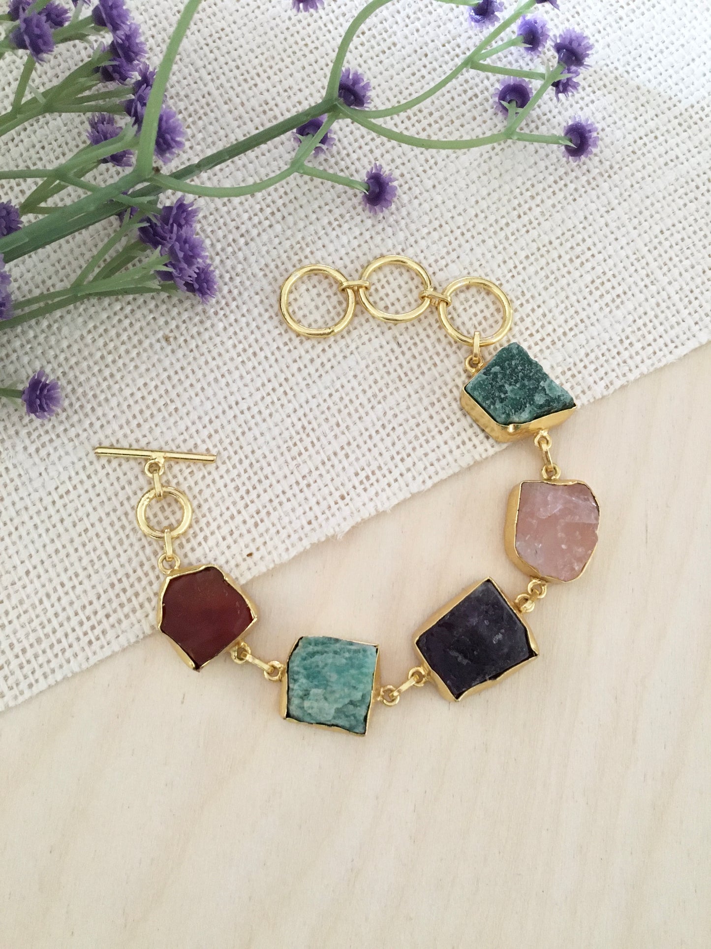 Artisan-Cut Stone Bracelet