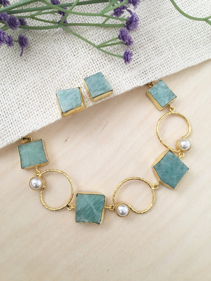 Amazonite Geometric Necklace Set