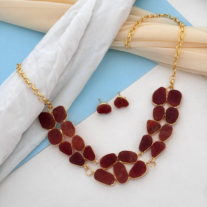Handcrafted Red Stone Necklace | BlissByTakshvi