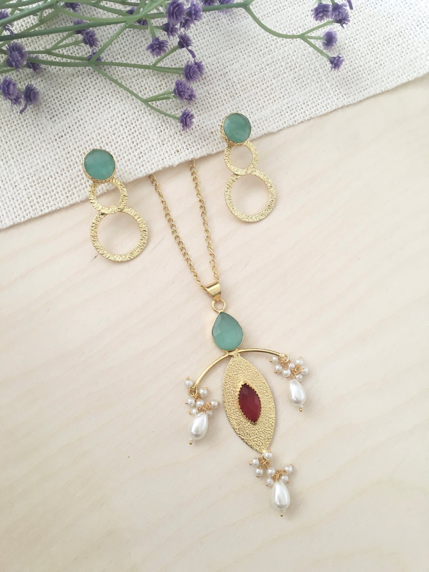 Pearl Designer necklace  Earrings Set