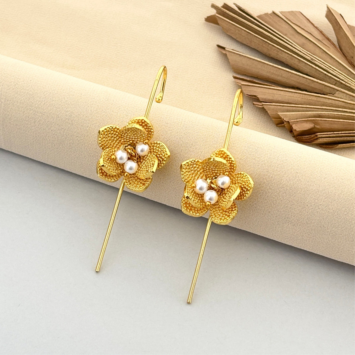 Floral Drop Earrings with Pearl