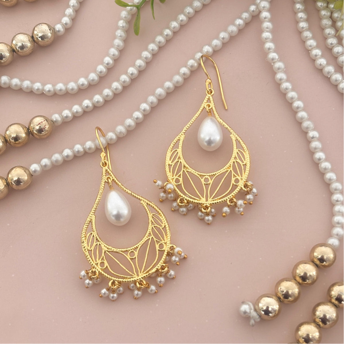 Filigree Pearl Drop Earrings