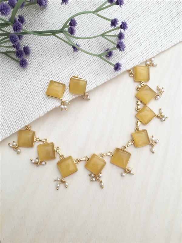 Enamel Square Charm Necklace