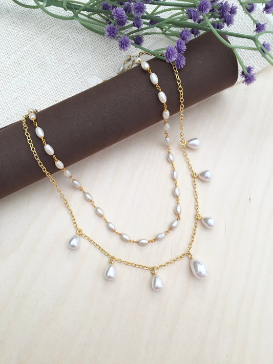 Layered Pearl & Gold Necklace