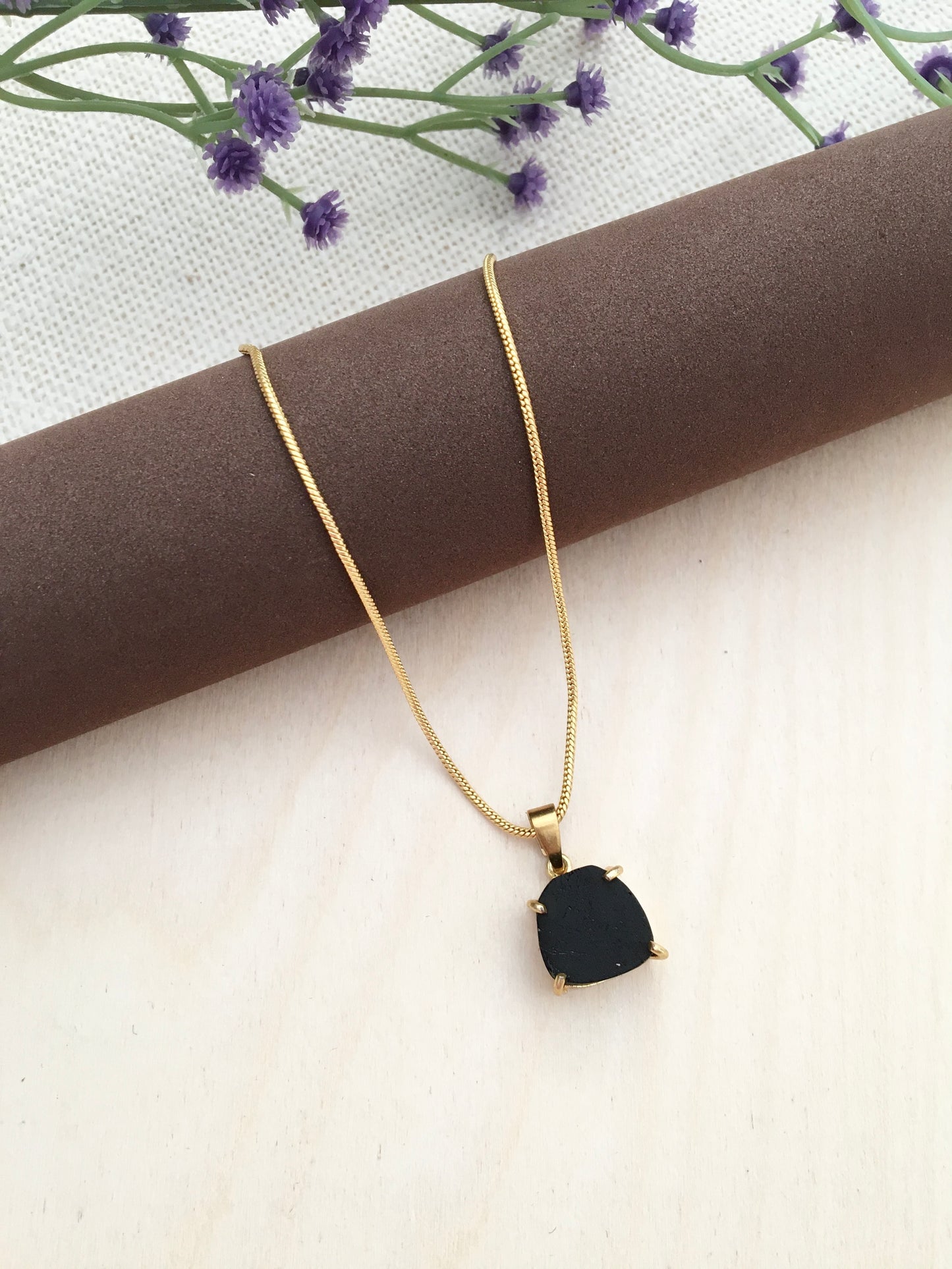 Chain with Black Stone Pendant