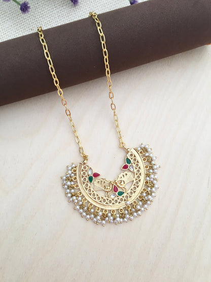 Half Moon Pearl Fringe Necklace