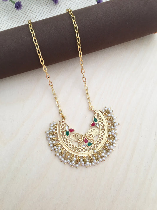 Half Moon Pearl Fringe Necklace