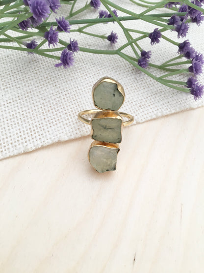 Triple Stone Natural Agate Statement Ring