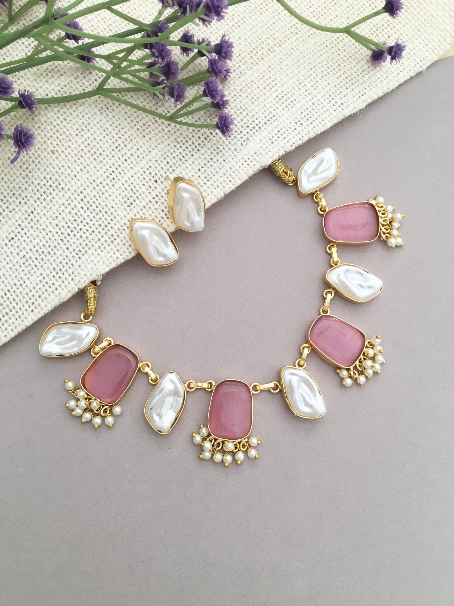 Blush Pearl Statement Necklace Set