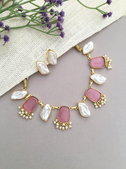 Blush Pearl Statement Necklace Set