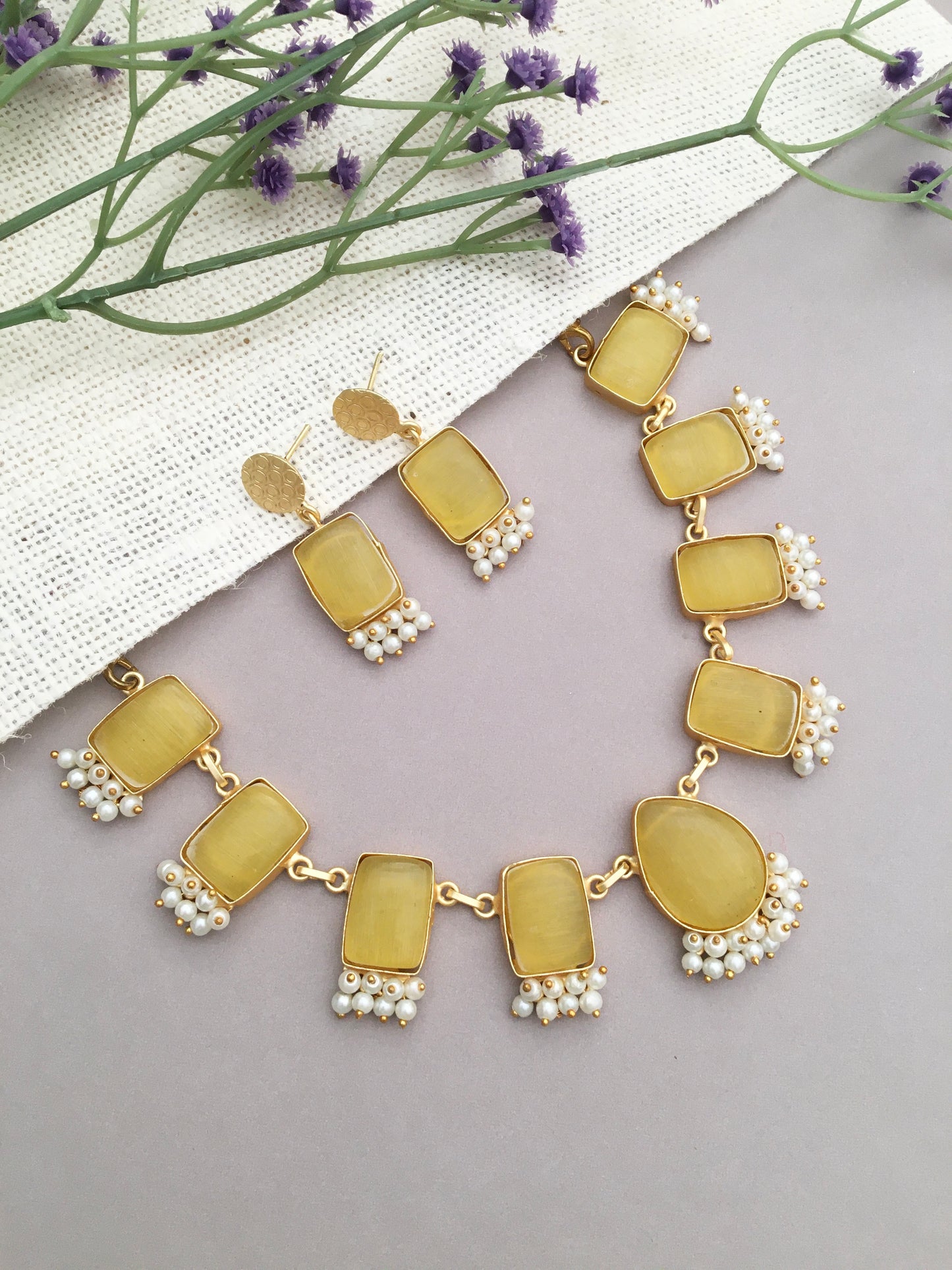 cluster Pearl citrine Jewellery Set