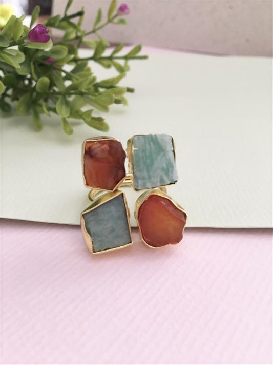 Kashvi Four Rough Stone Adjustable Ring