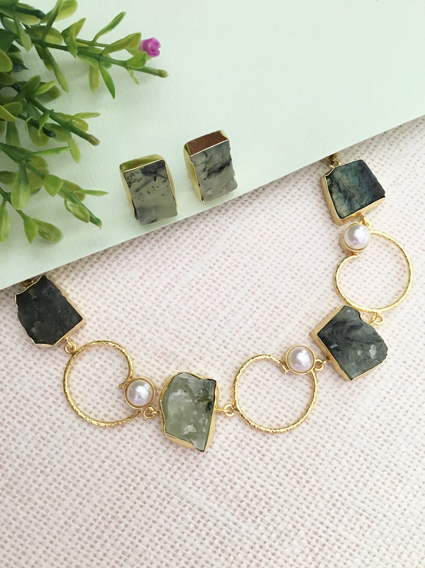 Kinsa Rough Stone Statement Necklace Set