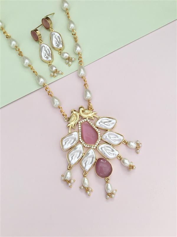 Mahek Golden Long Chain Pendant Set