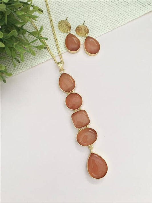 Kashish Glass Stone Long Chain Pendant Set