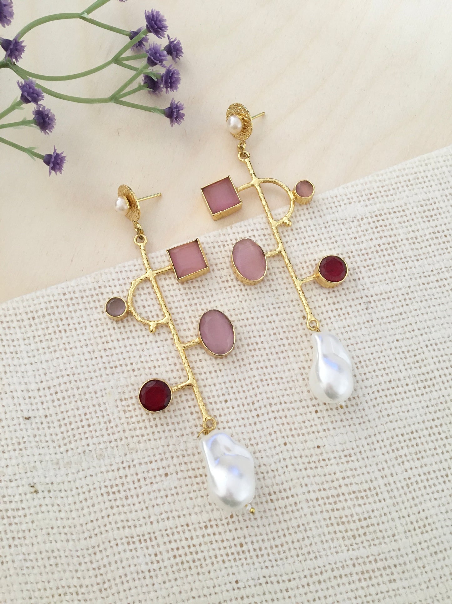 Multi-Gem Baroque Pearl Drops