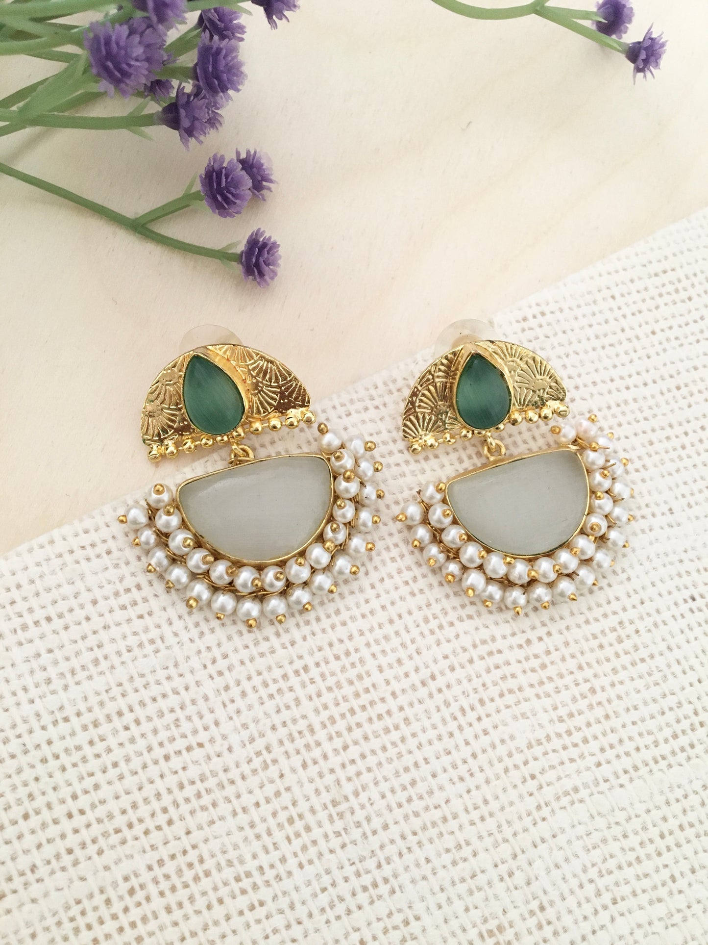 Half-Moon Pearl Drop Earrings