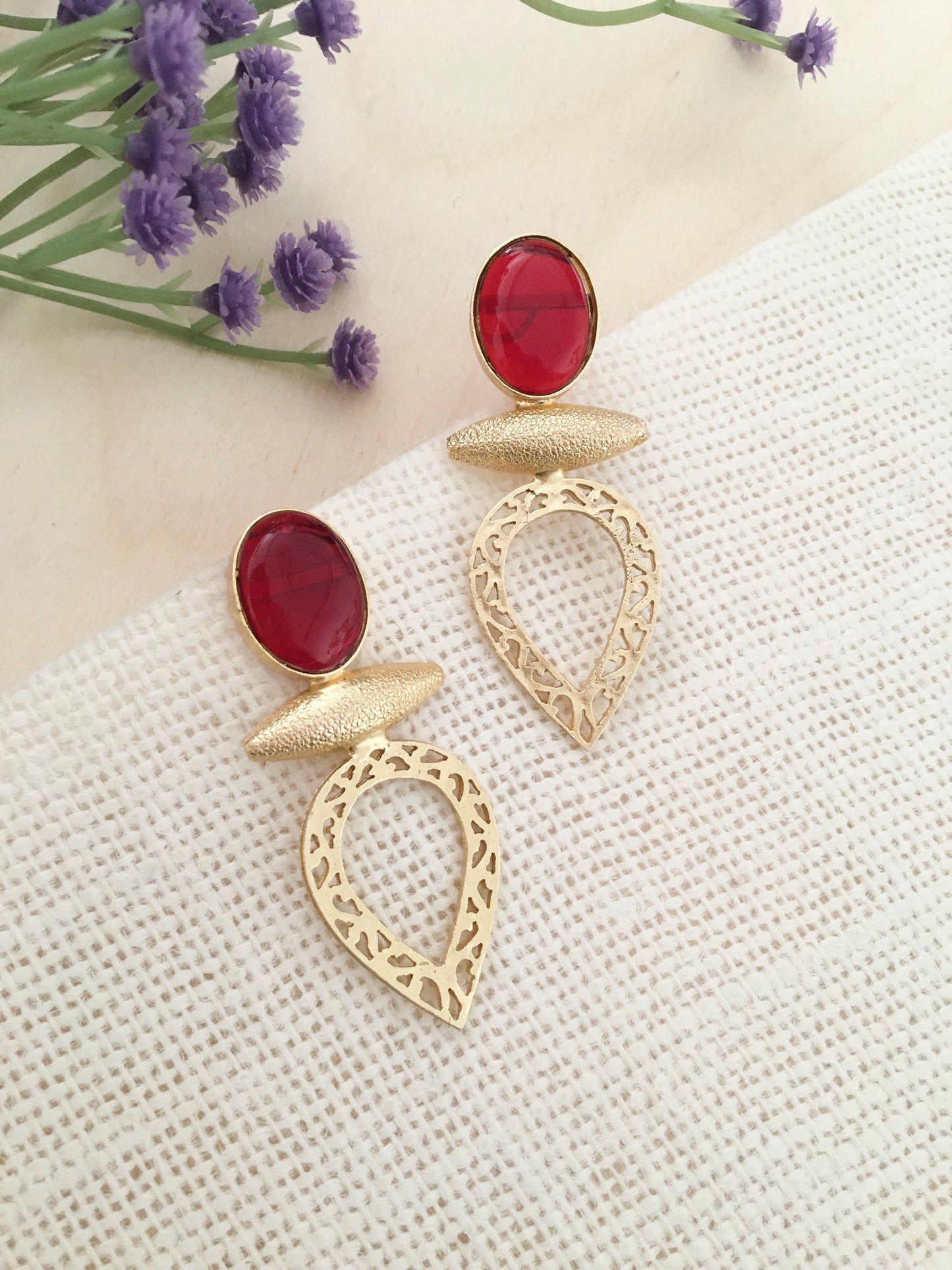 Oval Filigree Drop Earrings