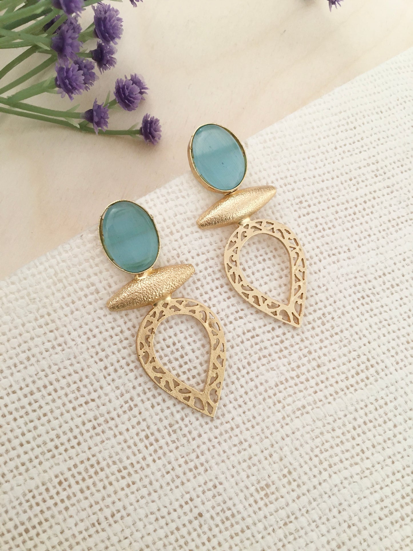 Oval Filigree Drop Earrings