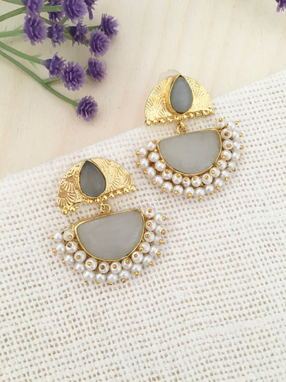 Half-Moon Pearl Drop Earrings