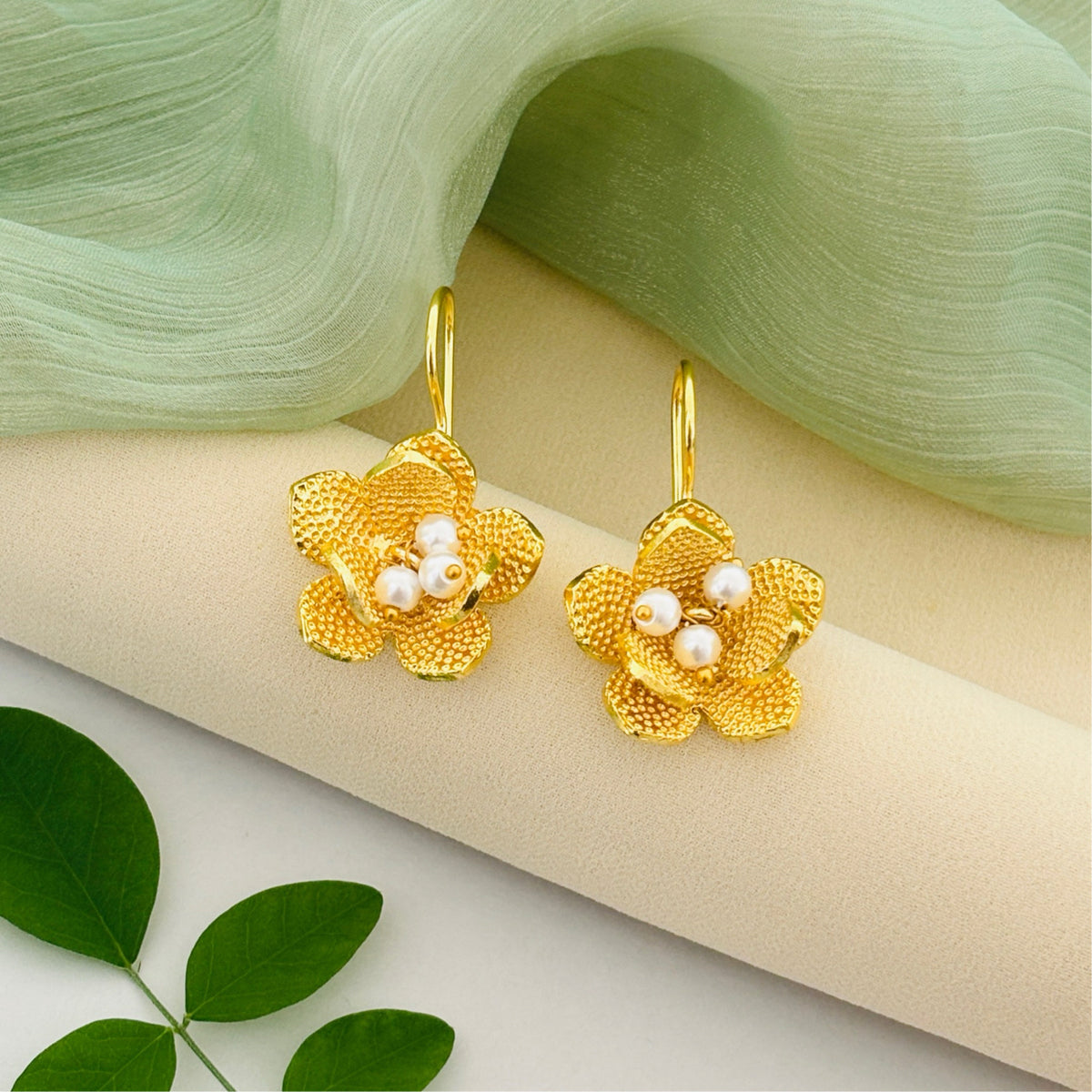 Floral Pearl Drop Earrings