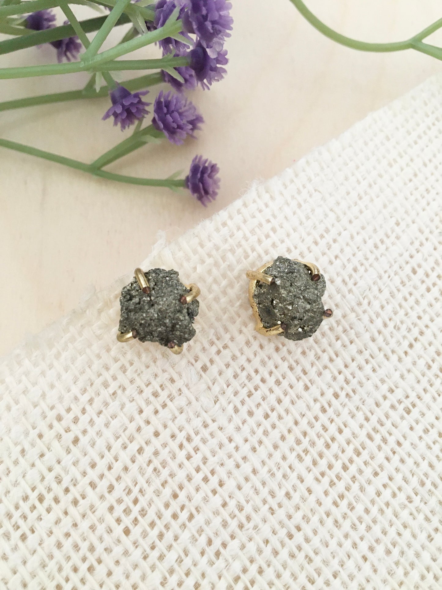 Raw Stone Stud Earrings