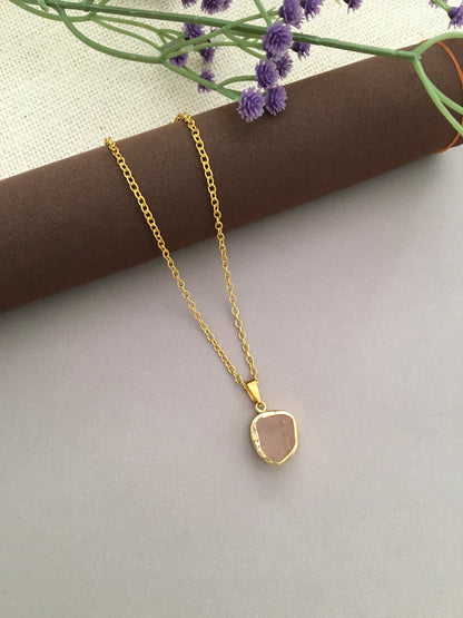 Raw-Cut Golden Stone Pendant Necklace