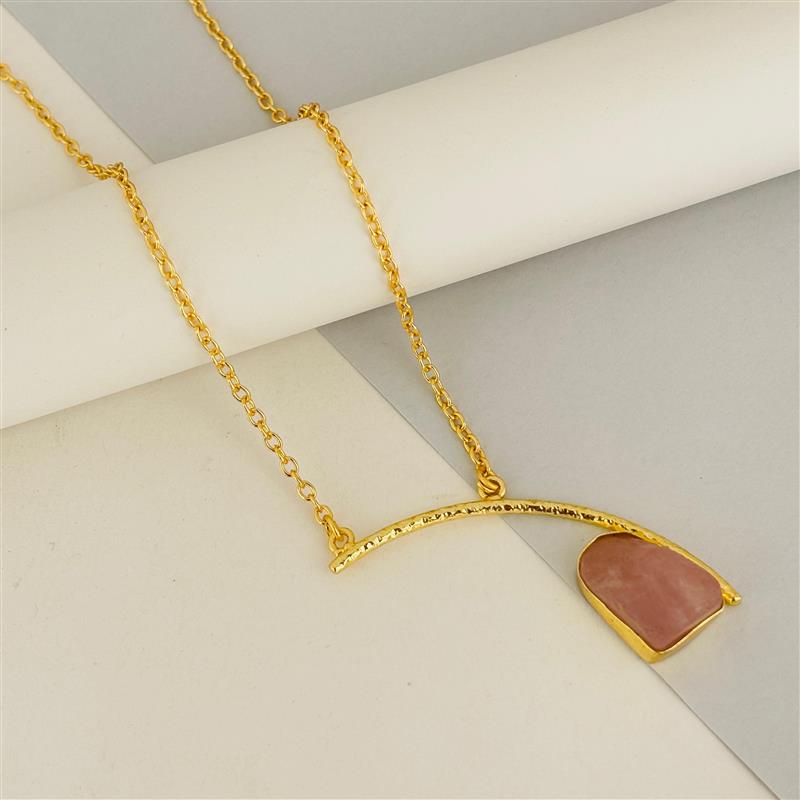 Rough Stone Styles Tilted Pendant With Chain