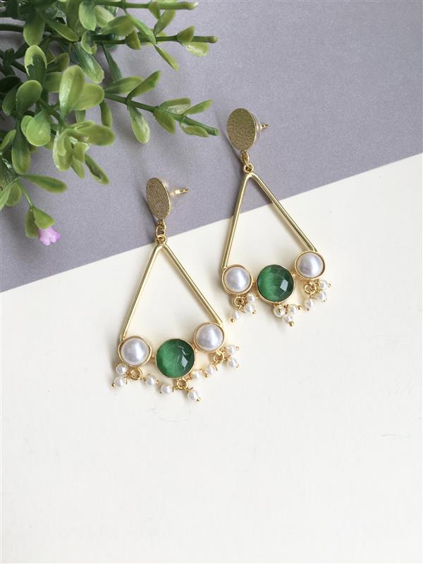 Pearl Drop Triangle Earring