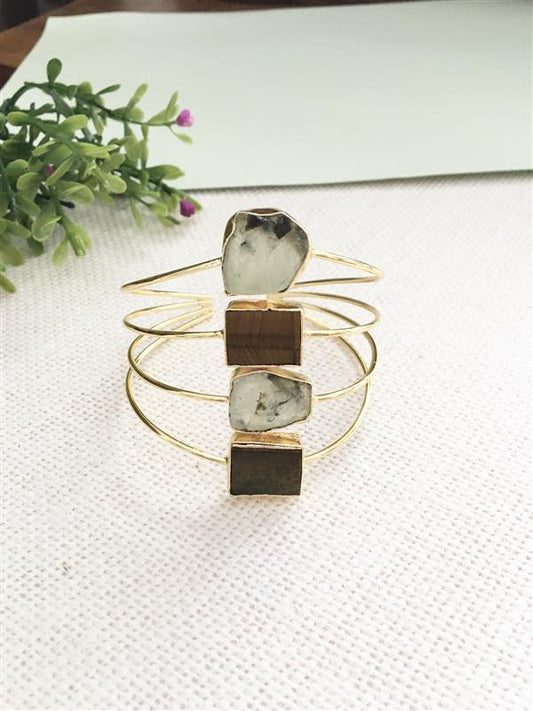 Mixed Stone Tiered Cuff Bracelet