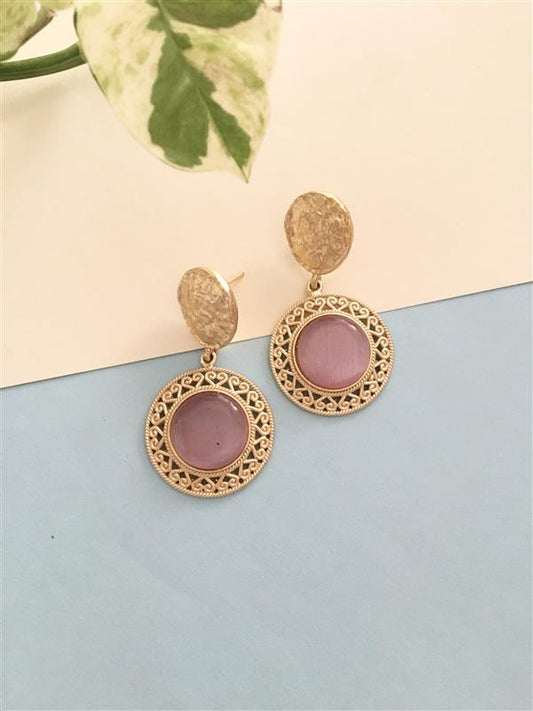 Golden Round Drop Earring