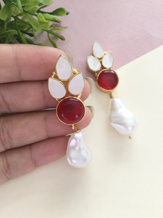 Golden Baroque Glass Stone Hanging Earring
