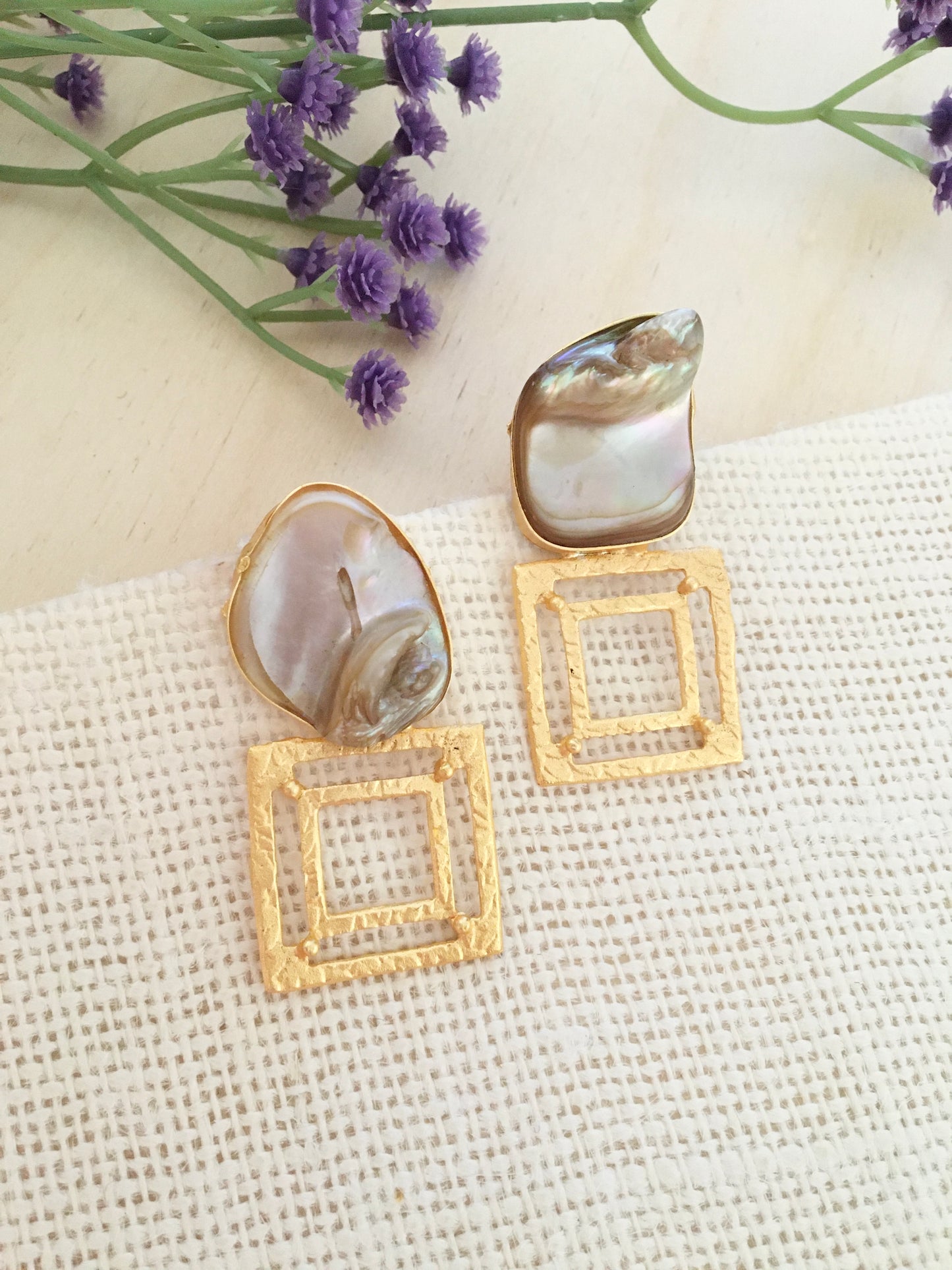 Pearl Geometric Earrings
