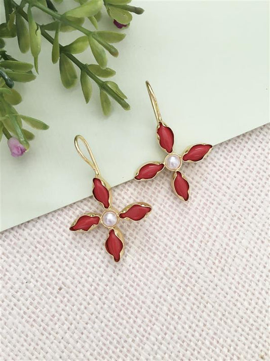 Four-Petal Pearl Earrings