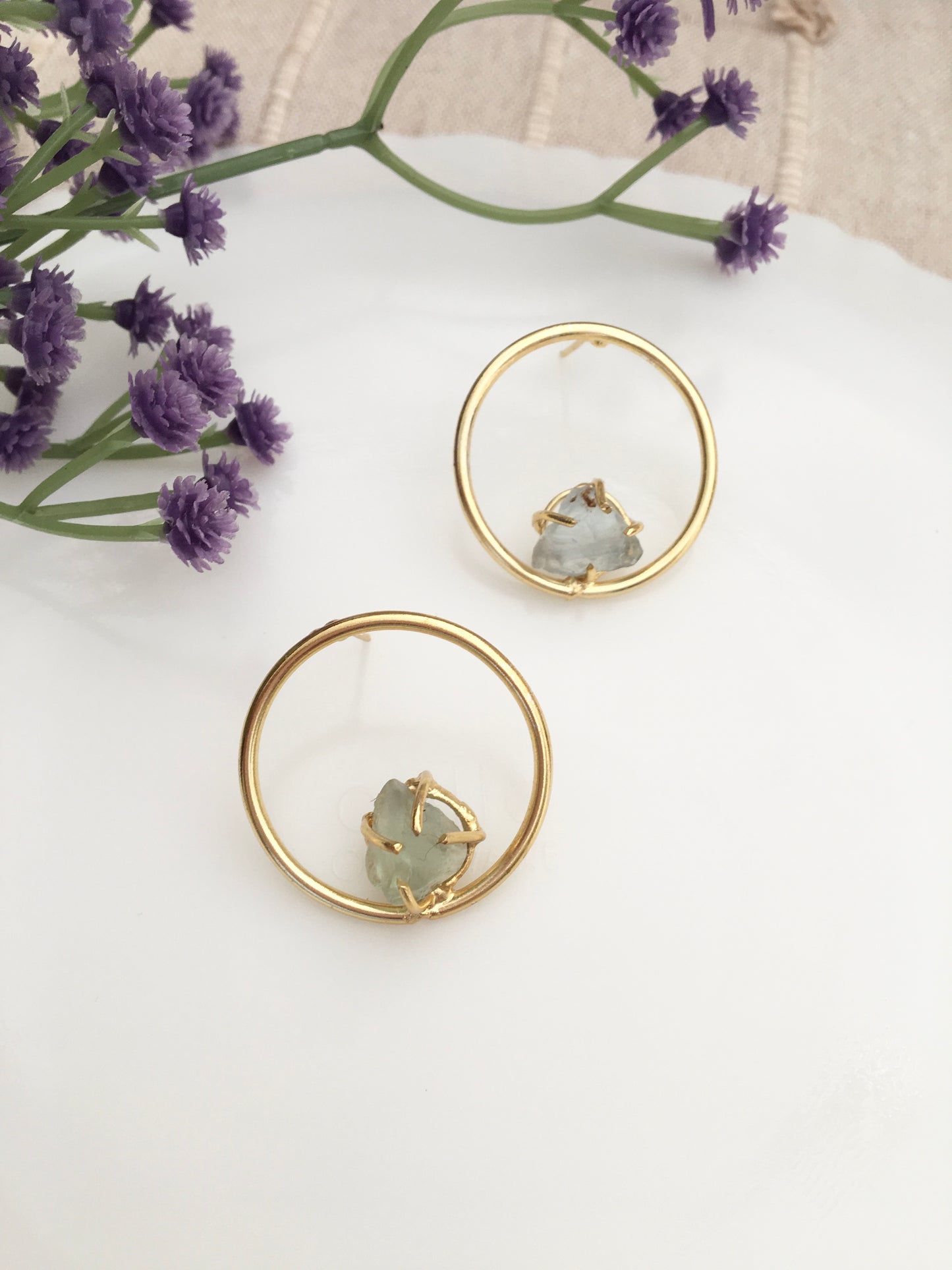 Ethereal crystal Stone Hoops