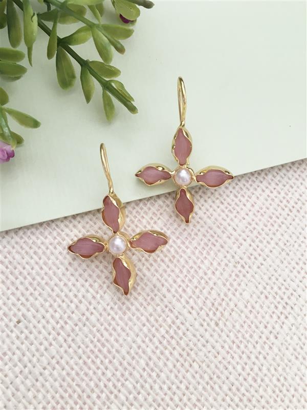 Four-Petal Pearl Earrings