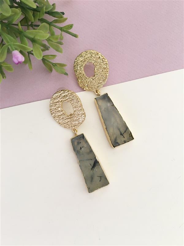 Hammered Rough Stone Drop Earring
