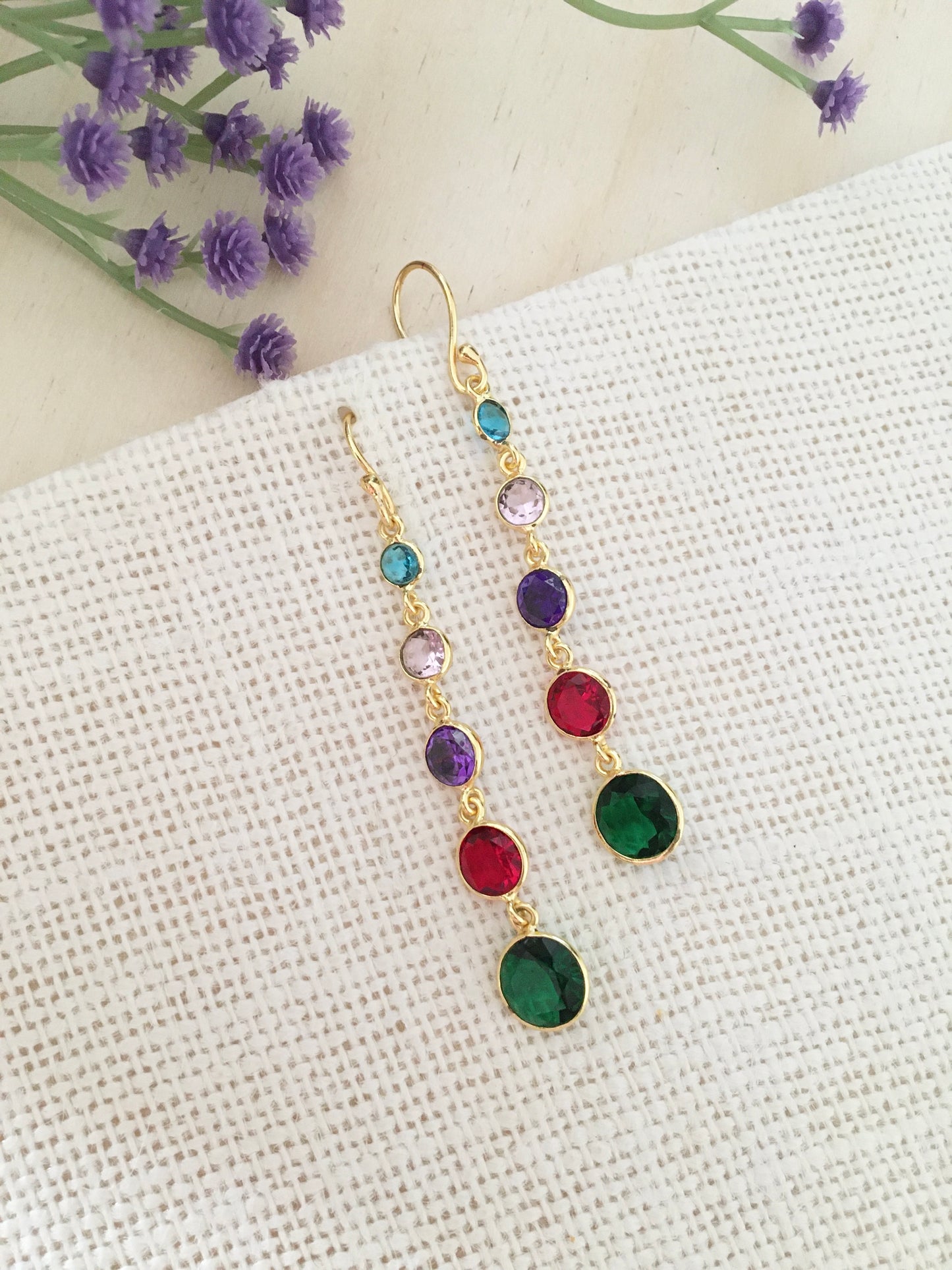 Multicolor Crystal  Drop Earrings