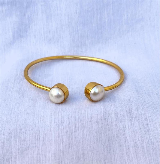 Modern Duo Pearl Open Bracelet