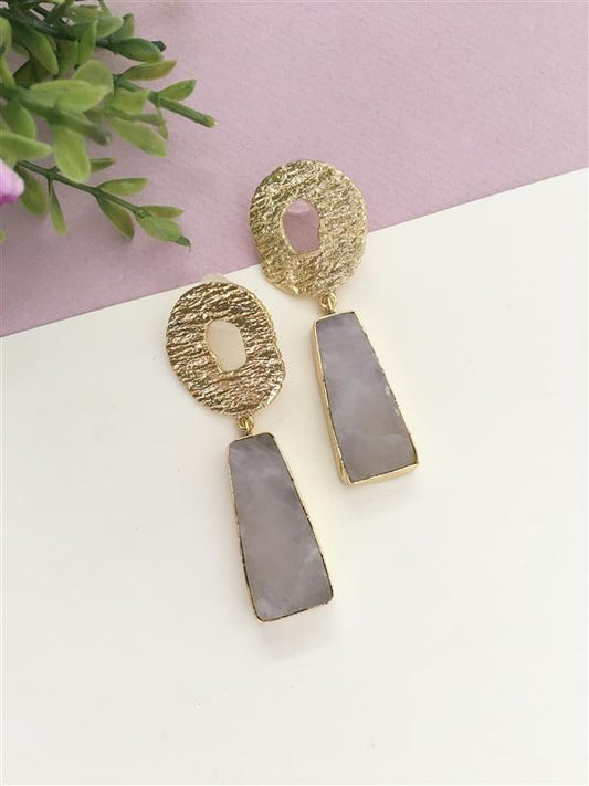 Hammered Rough Stone Drop Earring