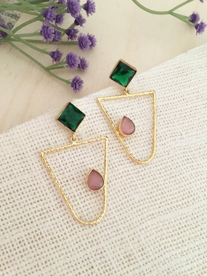 Bold Red Geometric Statement Earrings