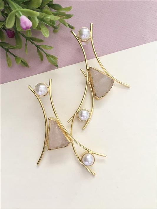 Minerva Raw Stone Stud Earring