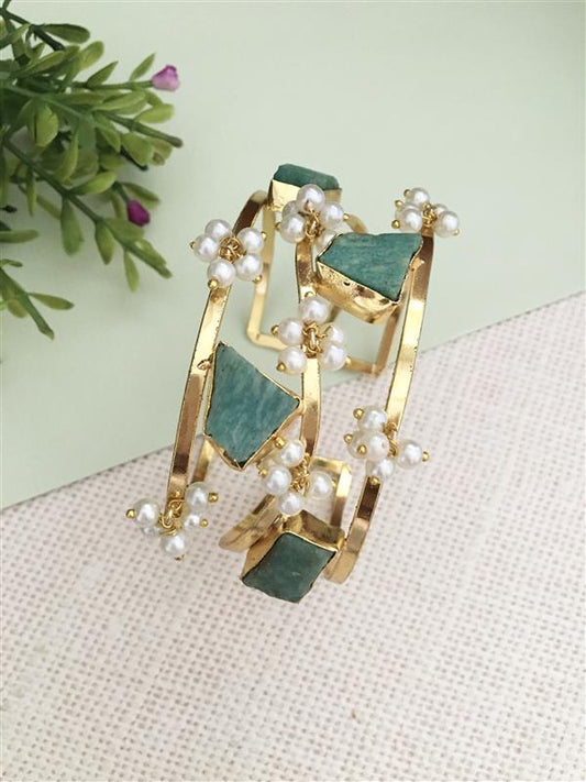 Polki Pearl Cuff Bracelet