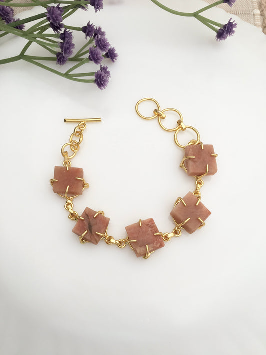 Emerald Raw Stone Link Bracelet