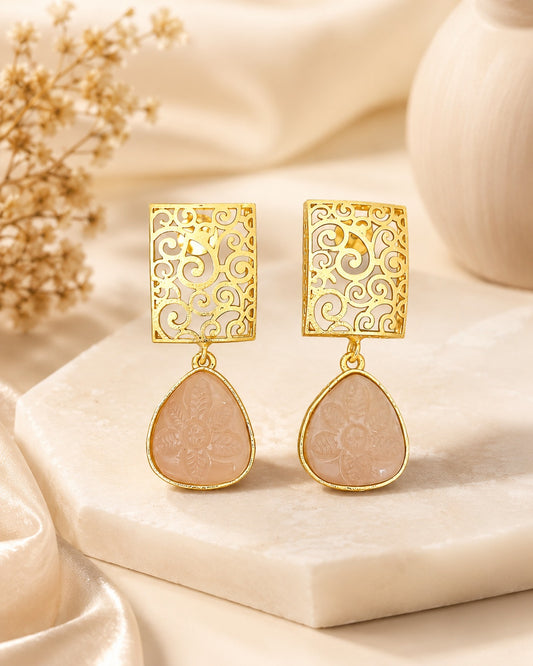 Rosé Filigree Drop Earrings | BlissByTakshvi